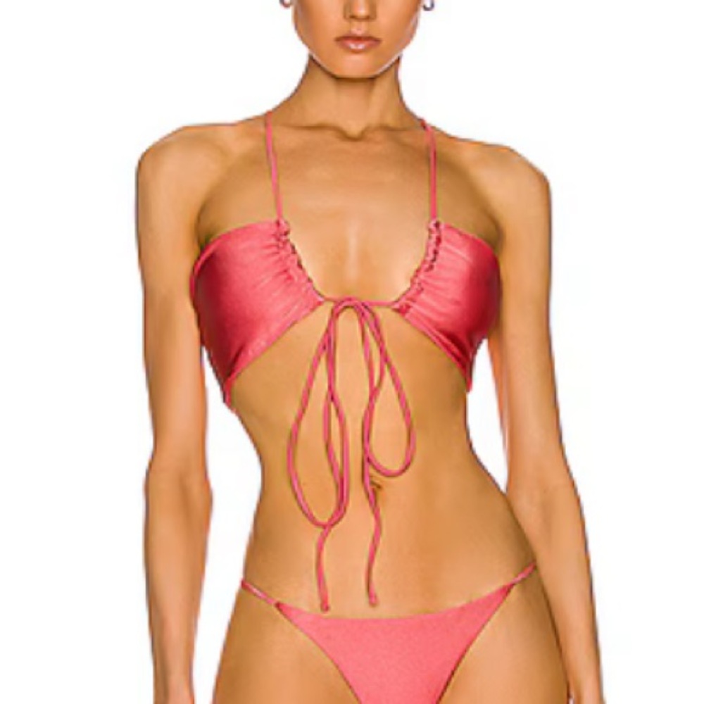 Jade Swim Free People Livi Lana Med Pink Sheen Versatile Strappy 2pc Top/Bottom